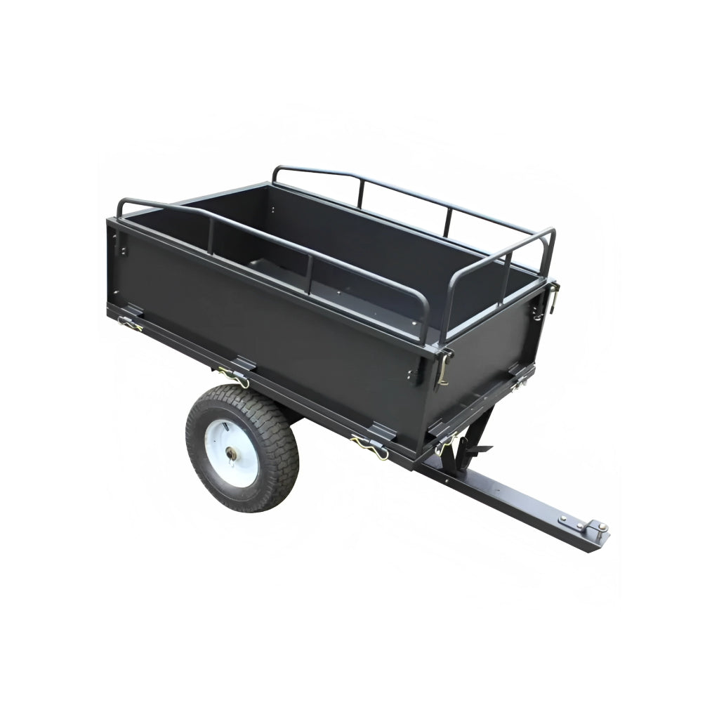 Steel Dump Cart 450 kg 1000lbs Tow Behind Ride on mower Tipping Trailer 14 Cuft