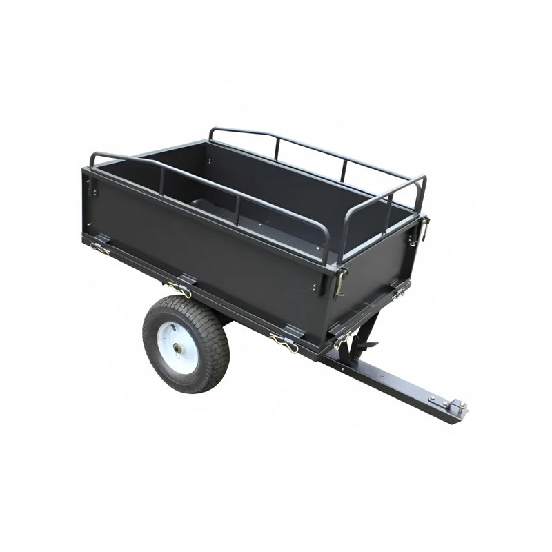 Steel Dump Cart 450 kg 1000lbs Tow Behind Ride on mower Tipping Trailer 14 Cuft