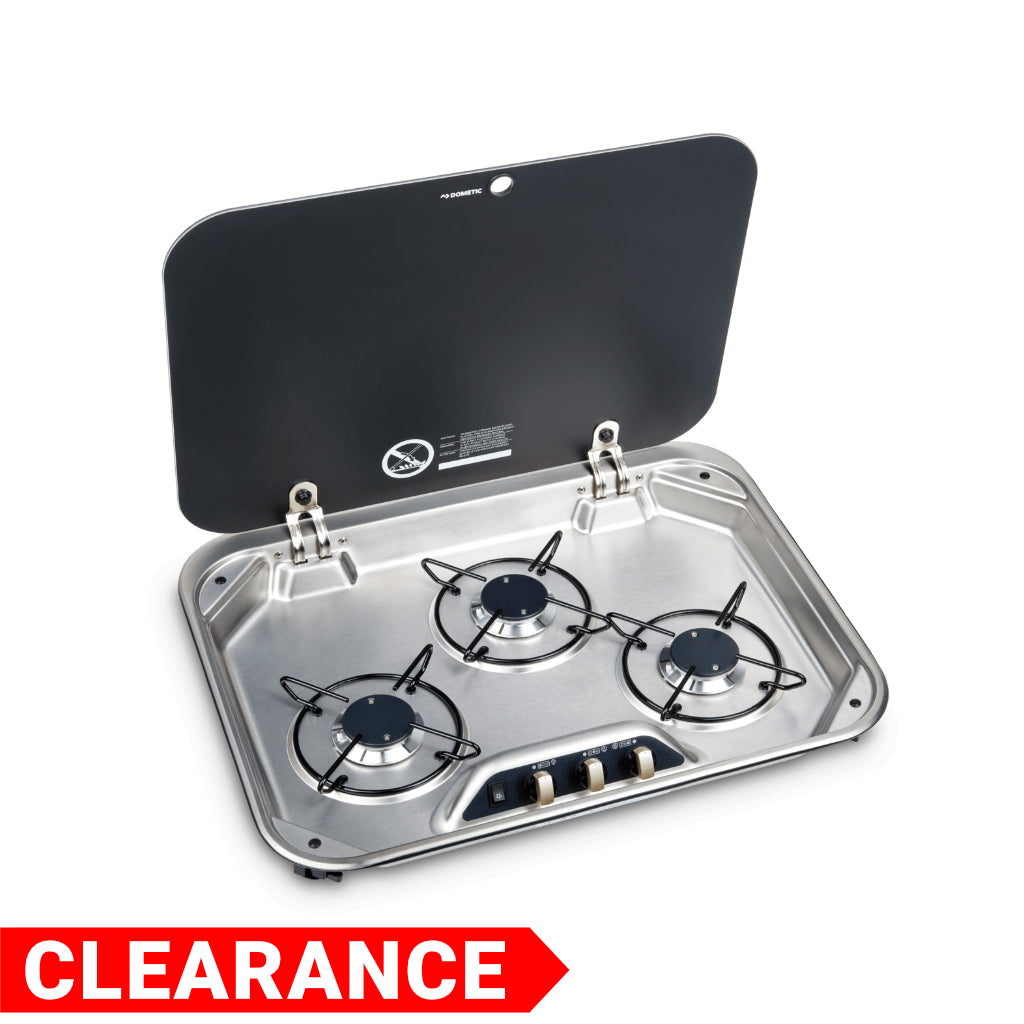 Three burner gas stove with safety glass lid - Dometic PI8023