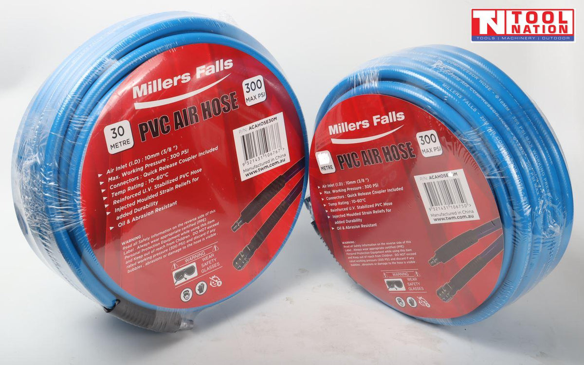 ACAHOSE30M 30m Airline Hose 3/8" – 300PSI PVC with Nitto Style Fittings