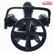 Front view of the ACBPUMP3065 air compressor pump showing the three-cylinder V configuration and large flywheel.