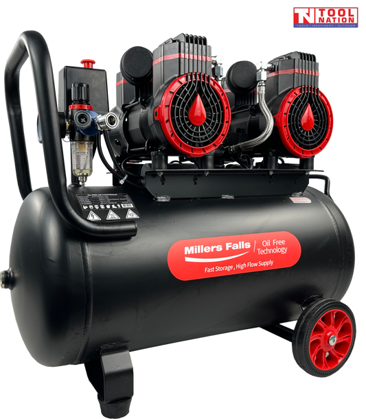 ACOF1800W50L Oil Free Air Compressor – 2.4HP, 50L Tank, 340L/min Quiet Series