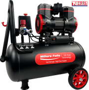 Oil free air compressor with 24L tank front angled cutout image