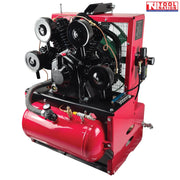 PTO air compressor front angled view with air tank and four cylinder pump