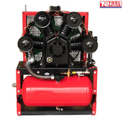 PTO air compressor front view with air tank and four cylinder pump