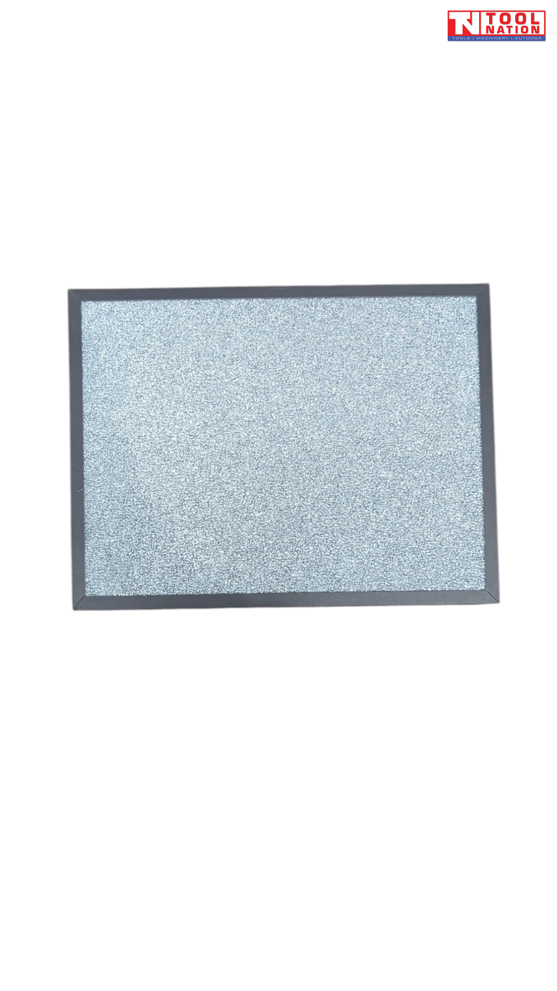 Air purifier filter front view with white textured filter surface and black frame