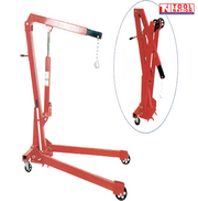 CR1TF folding hydraulic engine hoist crane, compact 1000kg 1 ton portable workshop lifting equipment with wheels
