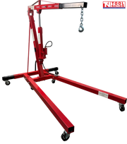 CR2TFAIR air hydraulic engine crane pump and ram detail with air hose, heavy-duty lifting system for workshop use