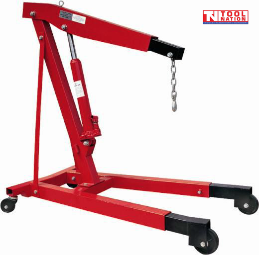 CRANE3T 3000kg hydraulic engine crane heavy-duty workshop hoist with folding design, hydraulic ram and caster wheels