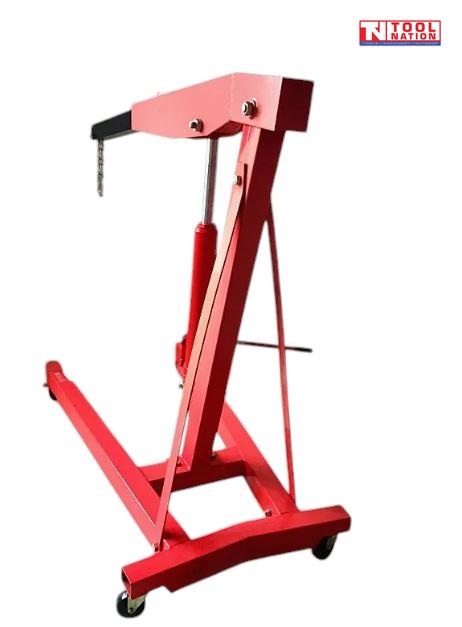 CRANE3T hydraulic engine crane rear view showing reinforced frame, foldable design and workshop mobility