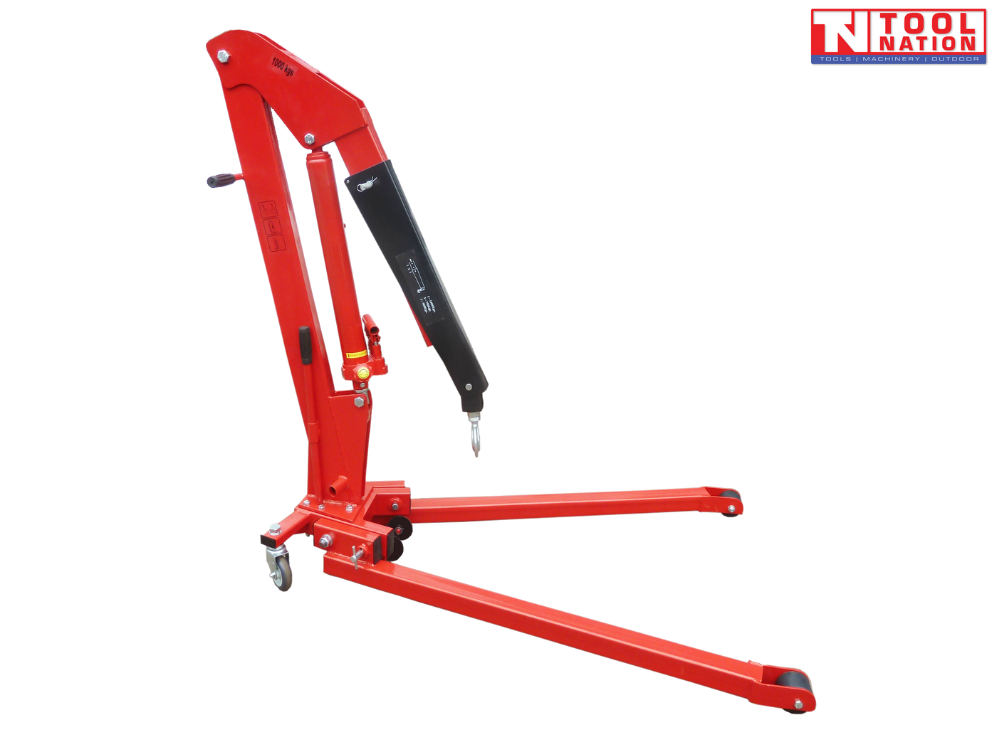 CRLP1TF low profile engine crane folded position showing compact storage design and hydraulic lifting arm