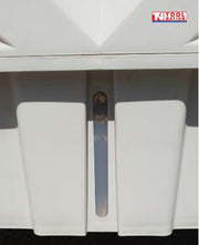 Close-up of the water level window on the lower front panel.