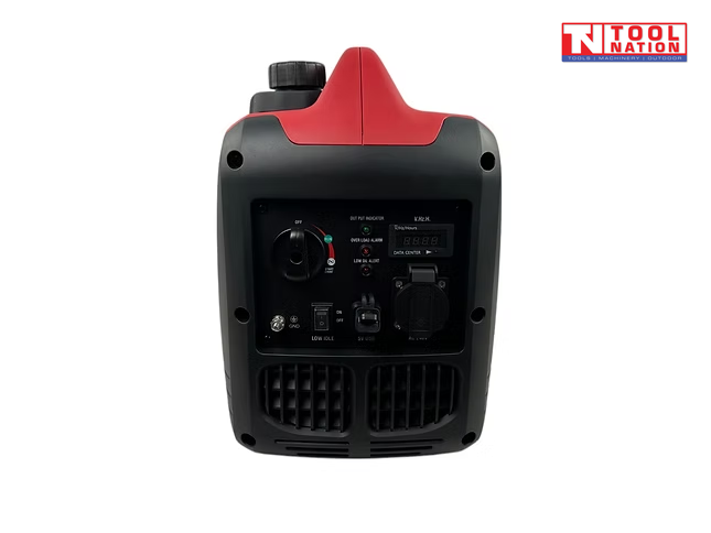 Rear view of the GSC2500i-B control panel with switches, socket cover, display and lower vents.