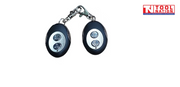 Pair of remote controls with keychain clips.