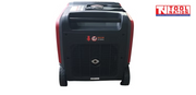 Rear view of the GSC7500i-B inverter generator showing the vented back panel, carry handle and wheels.