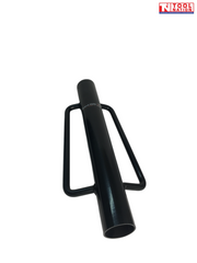 Black cylindrical post driver with two side handles and Tool Nation logo on a white background.