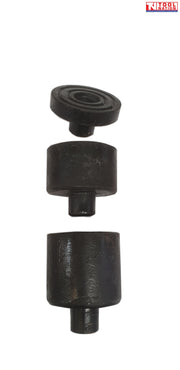 Three black jack extension adaptors arranged vertically