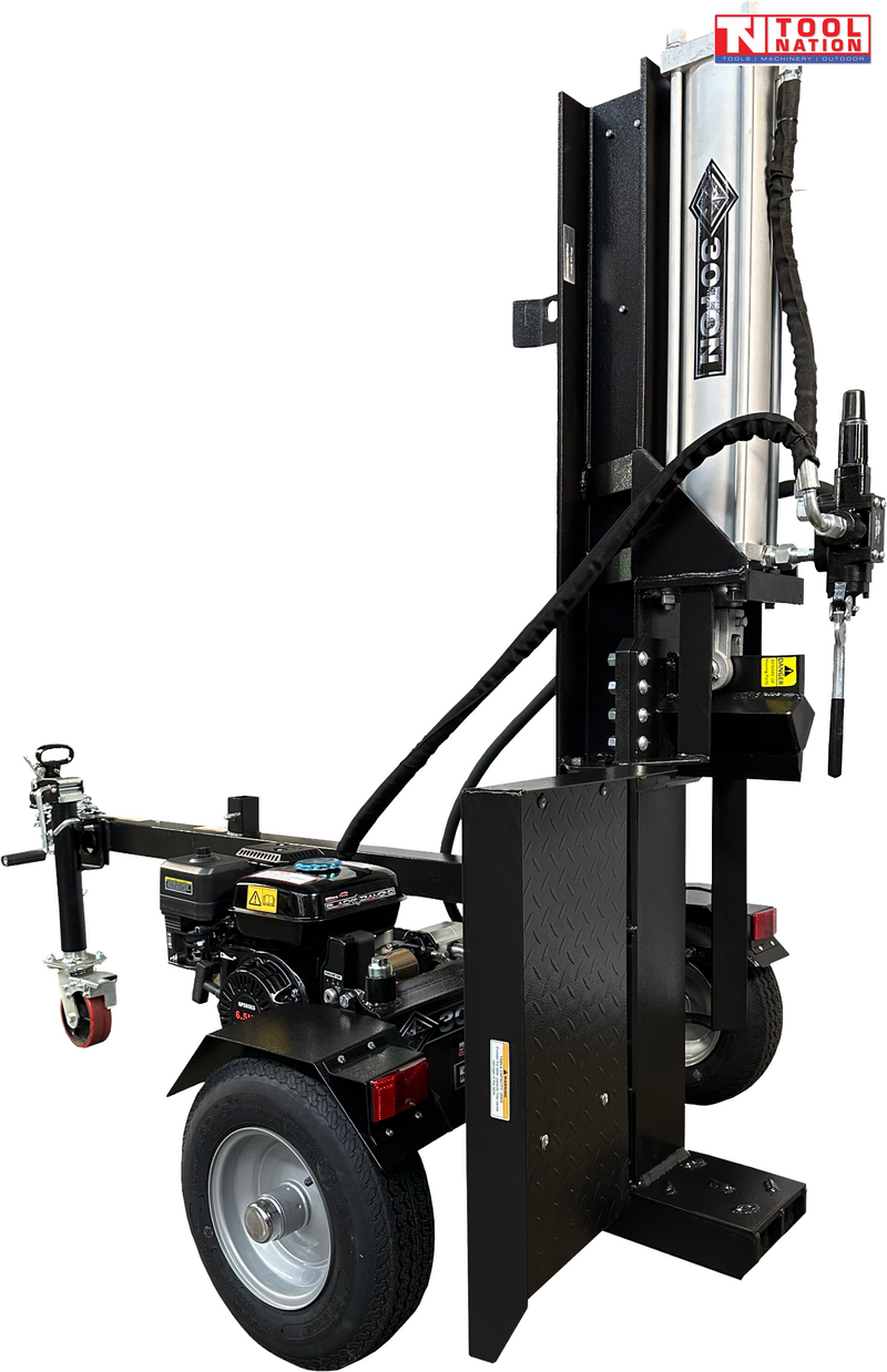 Millers Falls Black Diamond LS30JTTESBD 30 ton electric start log splitter vertical position with 6.5HP petrol engine
