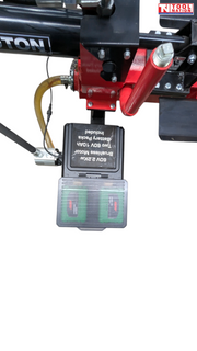 Dual battery pack close-up on battery powered log splitter
