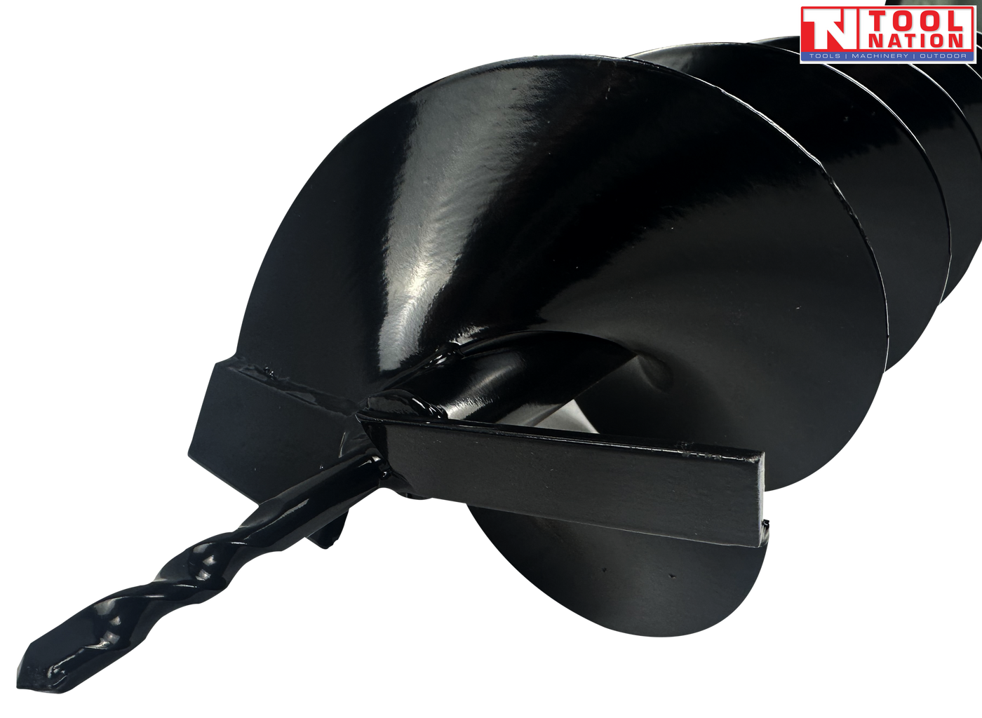 Close-up of the auger tip and cutting edge.