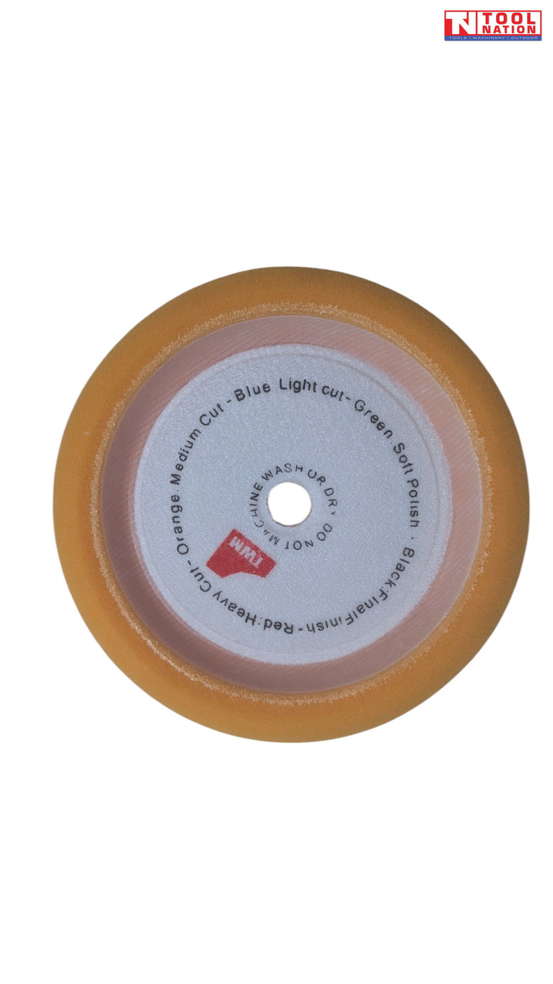 PPO Polishing Pad Medium Cut Orange | 180mm | Velcro Back | M14 Arbor Hole