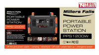 1200W MILLERS FALLS PORTABLE POWER STATION - PURE SINE WAVE - SOLAR
