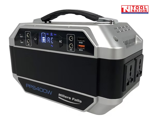 400W MILLERS FALLS PORTABLE POWER STATION - PURE SINE WAVE - SOLAR