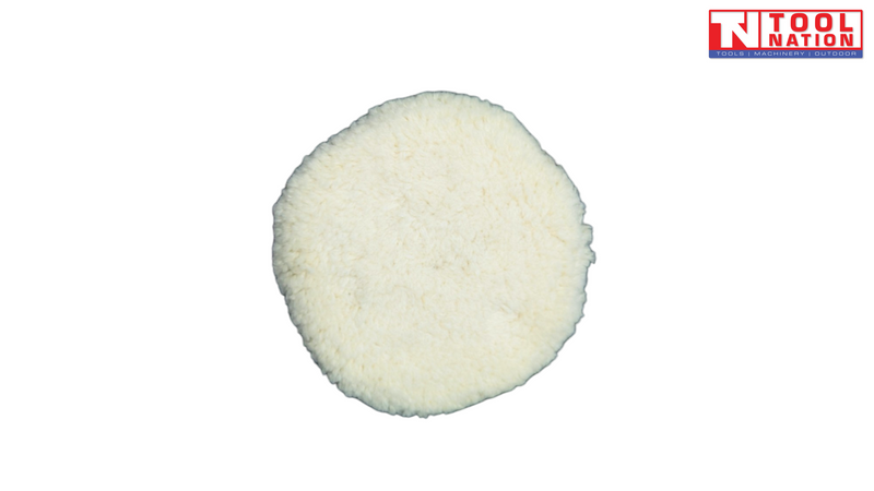 White wool polishing pad with fluffy surface on a white background.