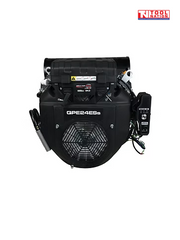 Black petrol engine shown from the front with large fan grille, black top housing, engine switch panel, wiring and Tool Nation logo.
