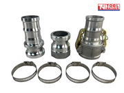 2 inch aluminium camlock fittings kit with three fittings and four hose clamps