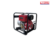Diesel water transfer pump front view in protective frame