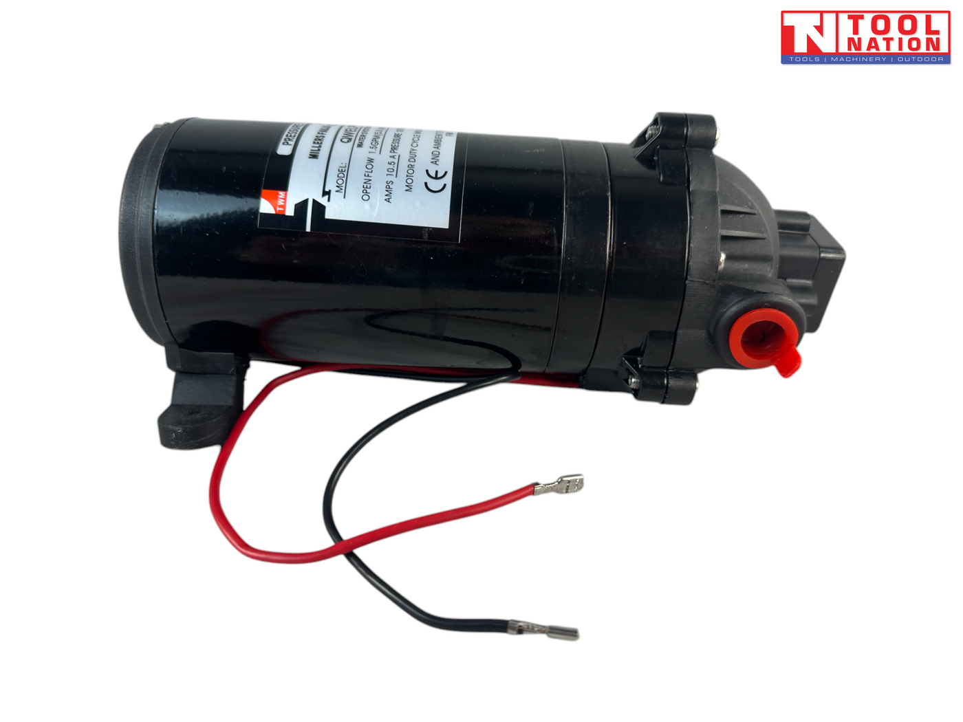 12V pressure pump opposite side view with wiring