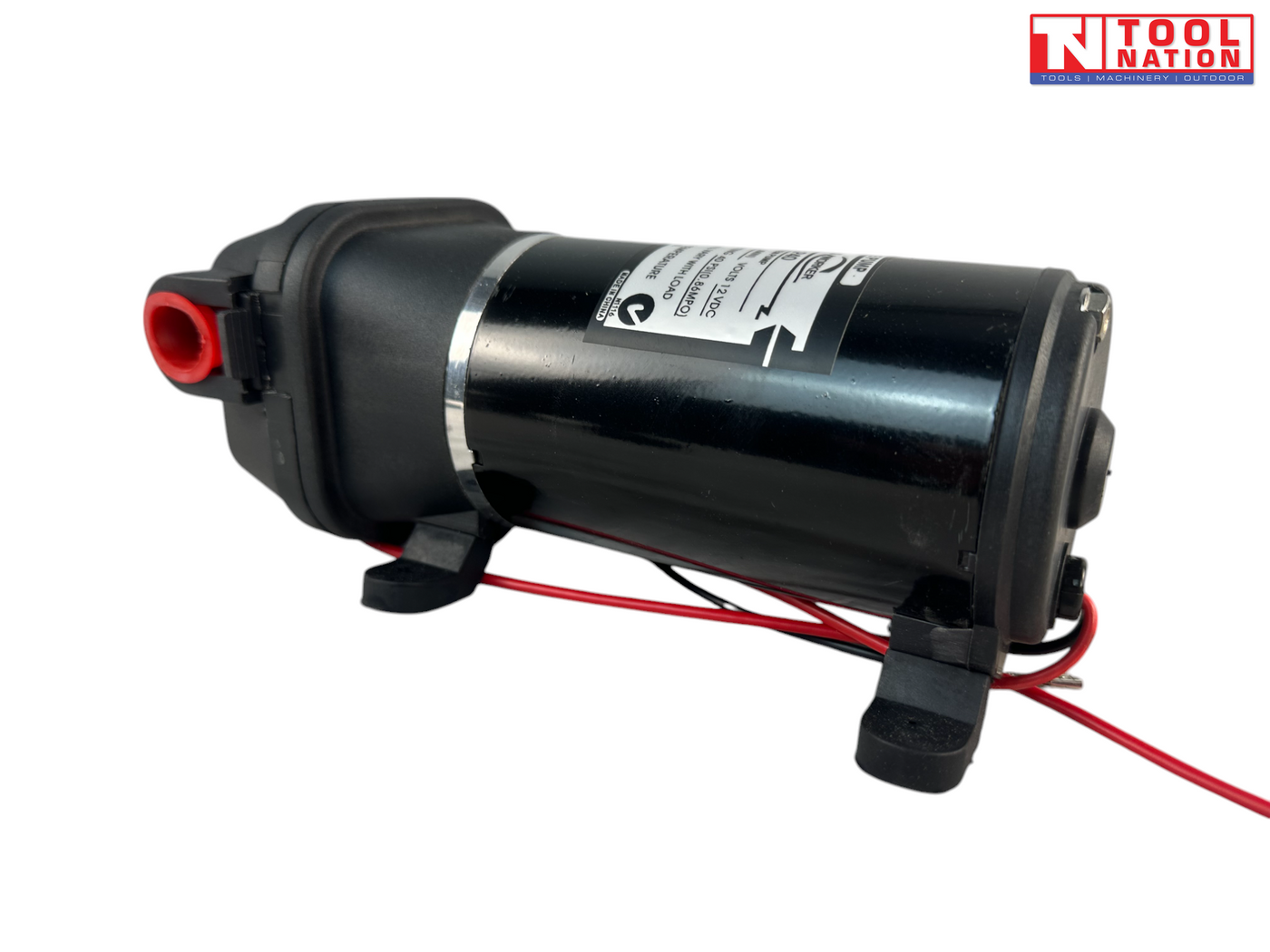 12V electric pump opposite side view with wiring