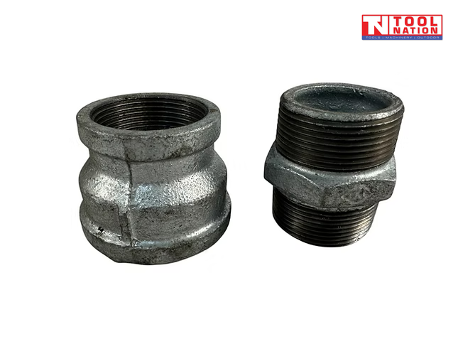 Threaded end view of steel adaptor fitting