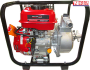 Petrol water transfer pump front angled view in protective frame
