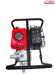 Petrol water transfer pump top view in protective frame