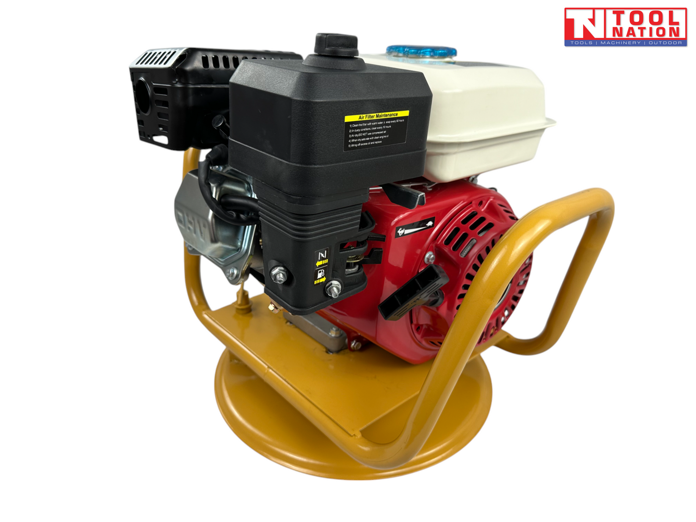Flexible drive water pump angled rear view with recoil starter