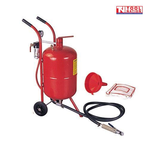 SB250 portable sandblasting cabinet nozzle valve with ceramic tip, replacement blasting gun component for controlled abrasive media flow.