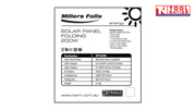 SPF200W solar panel specification label showing package contents, outputs, unfolded size, folding size and weight.