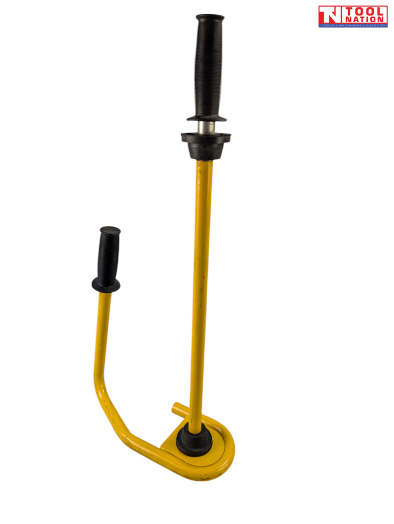 Yellow shrink wrap dispenser, with two black handles