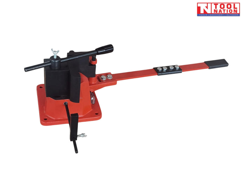 UB100 metal bending machine for flat, round, square and angle steel, heavy-duty manual steel bender with adjustable bending angles for metalworking workshops.
