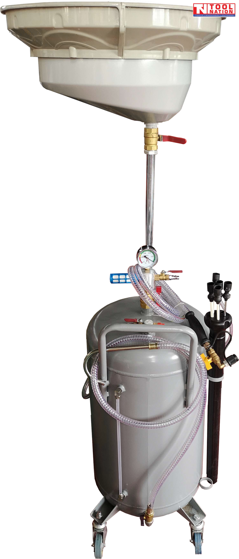 70L Air Operated Vertical Oil Drainer Telescopic Adjustable Height Workshop