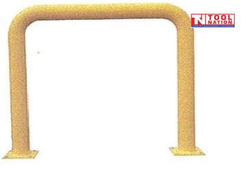 Yellow safety bollard, heavy duty steel
