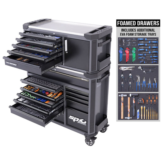 Tech Series Tool Kit With Power Tool Cupboard - 631pc - Metric/SAE - Diamond Black - Bonus EVA Storage Trays