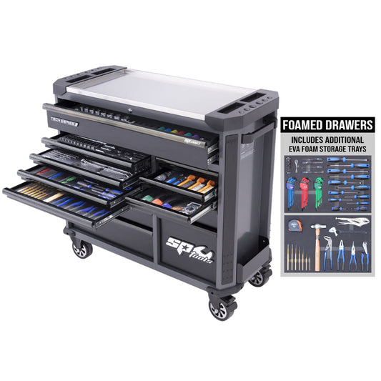 Tech Series Trade Technician Roller Cabinet Tool Kit - 386pc - Metric Only - Diamond Black - Plus Bonus Eva Trays